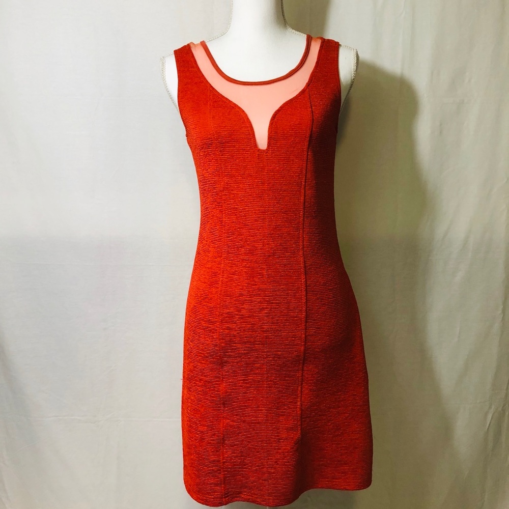 Stretchy orange midi dress